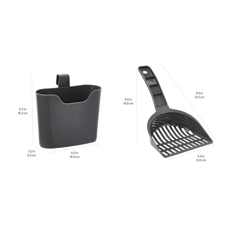 Amazon Basics Durable Cat Litter Scoop with Holder, Hangs on Litter Box, Efficient Scooper - size: 1 Count (Pack of 1)