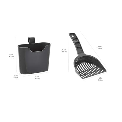 Amazon Basics Durable Cat Litter Scoop with Holder, Hangs on Litter Box, Efficient Scooper - size: 1 Count (Pack of 1)