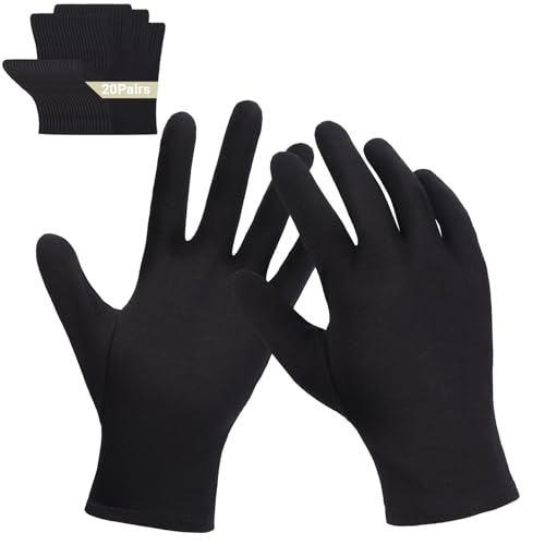 20 Pairs Archival Photo Gloves, Black Work Gloves for Art Handling Working Photography Cloth Gloves Liners Bulk for Handling Jewelry, Film, Photo, Coin Collectors, Metal Inspection Men & Women - color: Black, size: XL(20 Pairs)