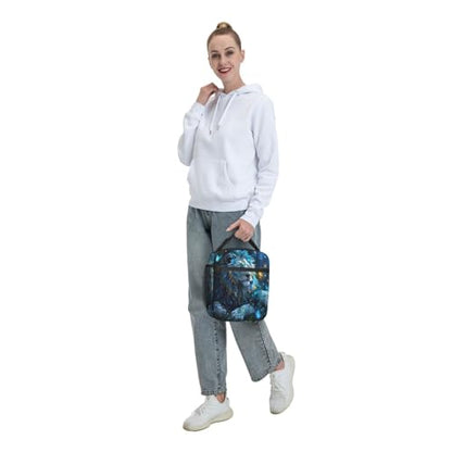 Mystic Blue Lion Adult Insulated Lunch Bag, Portable Thermal Cooler Tote With Pockets, Durable Polyester Lunch Box With Handle For Work, Office, Travel - color: Style 4