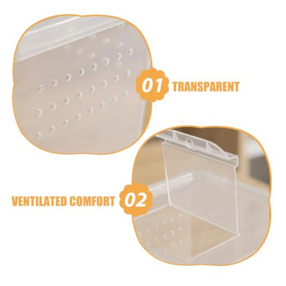 4pcs Small Insect Feeding Boxes Multihole Ventilation Design, Plastic Cricket Keeper Cage for Snail and Spider, Easy Maintenance and Space Saving Terrarium Containers