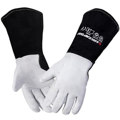ARCCAPTAIN Soft Goat Grain TIG Welding Gloves with High Dexterity, 4-Inch Extended Cuff, Comfortable TIG Gloves with Reinforced Seams, XL - size: X-Large