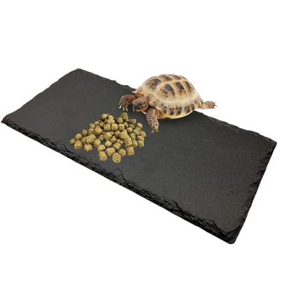 Reptile Basking Platform Tortoise Rock Plate 9.8’’x4.7’’ Feeding Food Bowl Slate Dish Turtle Bathing Resting Terrace for Lizard Bearded Dragon Chameleon Gecko Snake Frog Newt - size: 9.8x4.7inch-rectangle(1pcs)