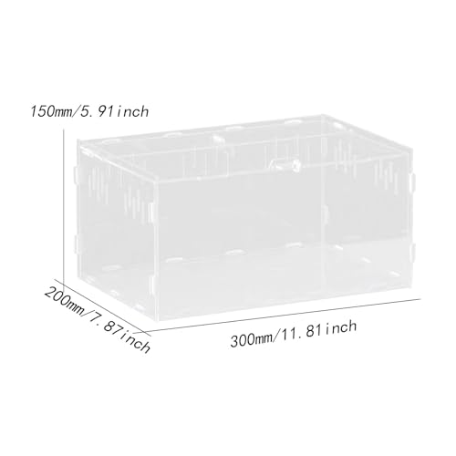 Reptile Breeding Box Terrarium Professional Clear Animal Habitat Cage with Ventilation Holes for Geckos Frogs Hermit Crabs- 30x20x15cm