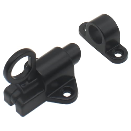 Self-Closing Latches Spring Door Lock Aluminum Alloy Black Resilient Bolt Latch Spring Barrel Slide Door Lock with Screws (2pcs)