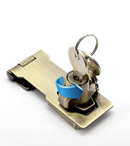 szhdxsy 2 Packs 4 Inch Keyed Hasp Locks Twist Knob Keyed Locking Hasp for Small Doors, Cabinets and More,Stainless Steel Steel, Chrome Plated Hasp Lock Catch Latch Safety Lock（Bronze）