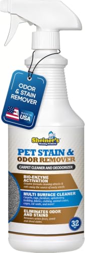 Sheiner's Pet Stain Remover & Pet Odor Eliminator, Advanced Cleaning Bio-Enzyme Cleaner Solution for Carpets, Rugs, Upholstery & Multi-Surfaces, Safe for Pets & Kids. (32 oz) - size: 32 Fl Oz (Pack of 1)