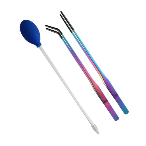 Reptiles Feeding Tongs Clamp Long Nonslip Coated Stainless Steel for Safe Pet Food Handling Pet Feeding Spoon - color: Feeding tweezers color titanium