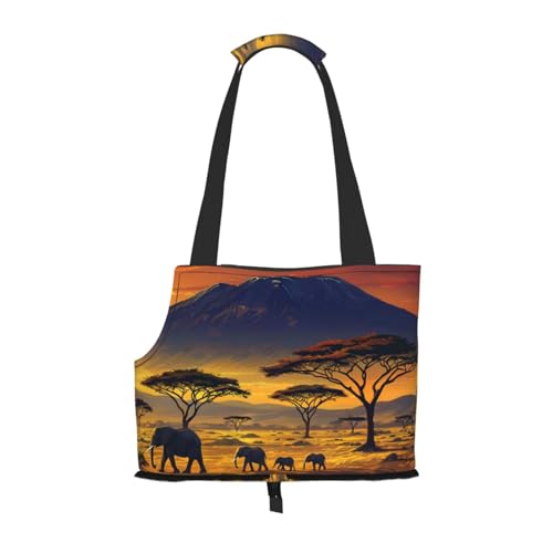 Small Pet Carrier Purse Bag, African Savanna Sunset Print Shoulder Bag for Dogs Cats, Puppy Tote Travel Handbag - color: African Savanna Sunset