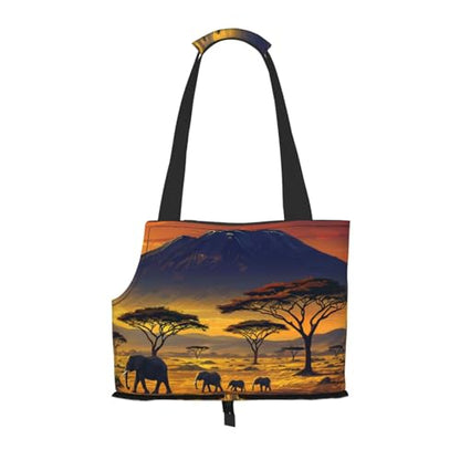 Small Pet Carrier Purse Bag, African Savanna Sunset Print Shoulder Bag for Dogs Cats, Puppy Tote Travel Handbag - color: African Savanna Sunset
