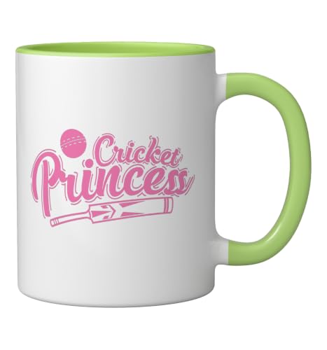 Cricket Princess Ball Sport Hobby Team Ceramic Mug, Light Green/White, 11oz - color: Light Green/White, size: 11 Ounces