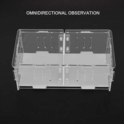 Acrylic Reptile Breeding Box, Feeding and Landscaping Box, Transparent with Movable Partition for Crickets and Small Reptiles