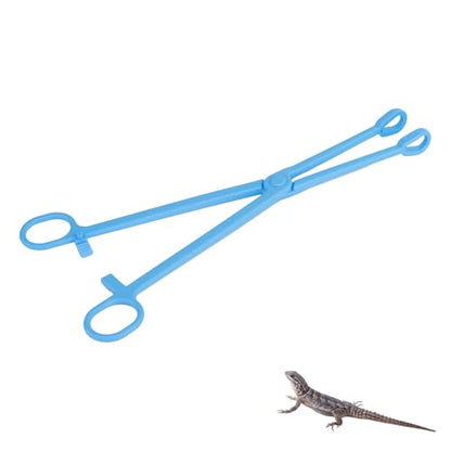 Reptile Tweezers Feeding Tong 24.5cm/9.64inch Long Plastic Clip Blue Tweezer Forcep for Tortoise Lizard Frog Spider Tarantulas