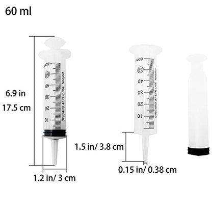 6Pcs Plastic Syringe Set, Industrial Syringes Liquid Measuring Syringe Tools for Scientific Labs, Dispensing, Animals Feeding Multiple Uses 20ml x 2 + 60ml x 2+ Hose x2