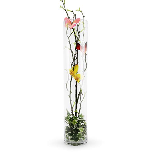 WGVI Quality Thick Weighted Tall Clear Cylinder Glass Vases, 4" W x 18" H, Flower Arrangement Floating Candle Holders Wedding Centerpieces Event Floral Container Artistic Display Home Decor, 1 Piece - size: 4"x18"H
