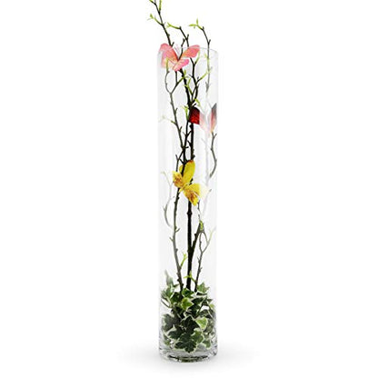 WGVI Quality Thick Weighted Tall Clear Cylinder Glass Vases, 4" W x 18" H, Flower Arrangement Floating Candle Holders Wedding Centerpieces Event Floral Container Artistic Display Home Decor, 1 Piece - size: 4"x18"H