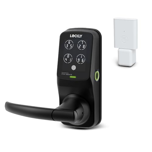 Lockly Secure Pro Wi-Fi Smart Lock with Handle | Keypad Keyless Entry Door Lock with Fingerprint,App Remote Control, Works with Alexa and Google, Auto Lock - color: Matte Black