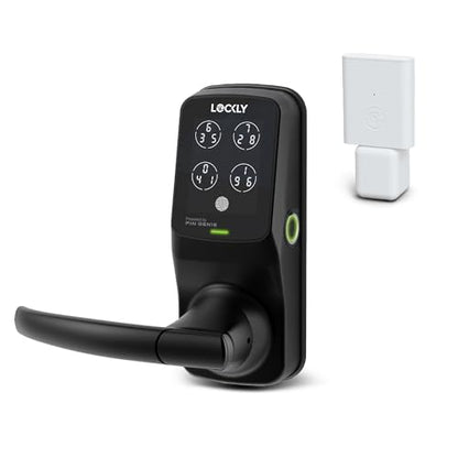 Lockly Secure Pro Wi-Fi Smart Lock with Handle | Keypad Keyless Entry Door Lock with Fingerprint,App Remote Control, Works with Alexa and Google, Auto Lock - color: Matte Black
