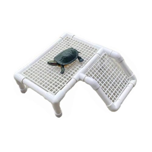 Standing Turtle Basking Platform, Plastic Short Legs Floating Platform for Low Water Level Tank, 10" Width Resting Area, Turtle Docks for Basking with DIY PVC Pipes, Ramp for Reptile Frog Terrapin