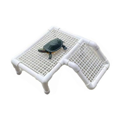 Standing Turtle Basking Platform, Plastic Short Legs Floating Platform for Low Water Level Tank, 10" Width Resting Area, Turtle Docks for Basking with DIY PVC Pipes, Ramp for Reptile Frog Terrapin