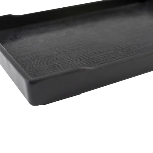 OMEM Reptile Bowl Large Food and Water Dish Enough Space Also Fit for Bath Simulated Wood Grain Surface (M, Black) - color: Black, size: M