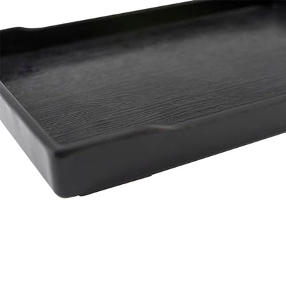 OMEM Reptile Bowl Large Food and Water Dish Enough Space Also Fit for Bath Simulated Wood Grain Surface (M, Black) - color: Black, size: M