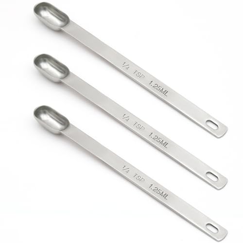 3PCS 1/4TSP(1.25ML) Measuring Spoon, Stainless Steel Long Handle Teaspoons | High Precision, Food-Grade Stainless Steel, ‌Rust-Free, Dishwasher-Safe, Easy-Read Markings, Multi-Purpose, Sturdy & Durable - size: 1/4tsp|1.25ml