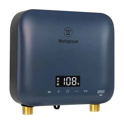 Westinghouse 8kW Tankless Water Heater Electric, Low Watt 240V, Smart WiFi | Instant Hot Water Heater, Under Sink Water Heater Electric, Compatible with Alexa & Google Home, Apolo Mini, Deep Blue - color: Deep Blue 8