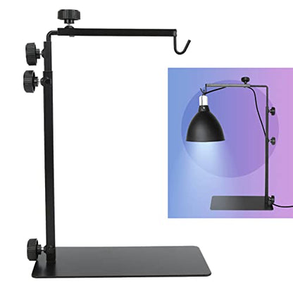 Reptile Heat Lamp Holder Adjustable Heavy Duty Terrarium Light Stand for Lizards Turtles Snakes Iron 9.1x16.1in to 15.7x37.4in Floor over Crawlers