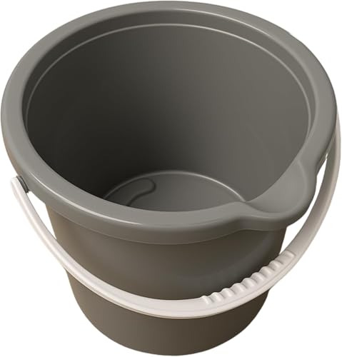 10QT (9.5L) Cleaning Bucket with Handle and Spout - Charcoal Grey | Heavy Duty Mop Bucket for Household Use, Utility Pail for Car Wash - Plastic Buckets, Plastic Buckets with Handles