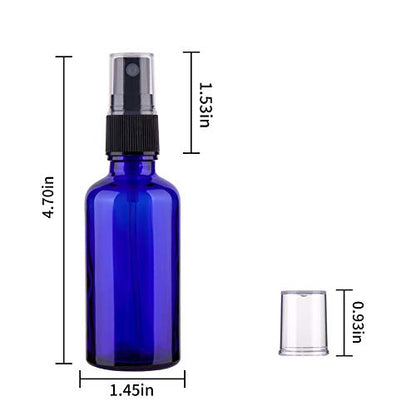 2oz Glass Spray Bottles For Essential Oils, Blue, 3 Pack | Small, Fine Mist - color: Black Blue