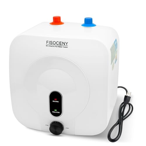 2.5 Gallon Mini Tank Water Heater Under Sink Hot Water 1500W 120V Water Heaters for RV Kitchen RV 1/2”NPT Stainless Steel Hose 3-way Fitting White - color: White, size: 2.5 gallon