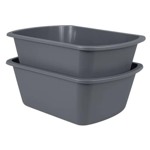 Vakly Plastic Wash Basin, 7 Qt, Rectangular, Graduated, 2 Pack | Hospital bedside soaking tub, Portable washbasin, Washing & cleaning, Foot bath, Face cleansing, Dish washing, Laundry