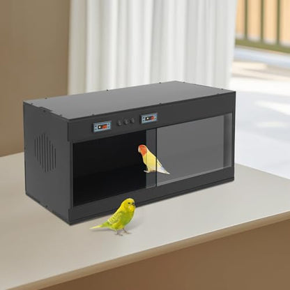Reptile Enclosure with Intelligent Thermostat 31.5x15.75x15.75in (Black) | Reptile Pet Breeding Box, Dual Temperature Control Reptile Terrarium, LCD Display For Leopard Gecko, Hexagonal Lizard, Snake - color: Black