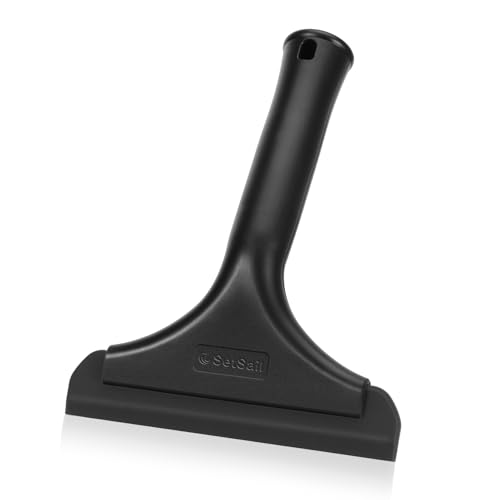 SetSail Shower Squeegee for Glass Doors, Small Squeegee for Shower Glass | Mini Silicone Squeegee for Window, Glass Door, Bathroom, Mirror, Car Window - color: All-black, size: 1 Pack