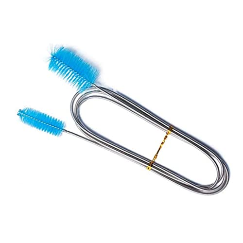 Aquarium Filter Brush Flexible Double Ended Bristles Hose Pipe Cleaner Stainless Steel Long Tube Cleaning Brush for Fish Tank or Home Kitchen (Sky Blue)
