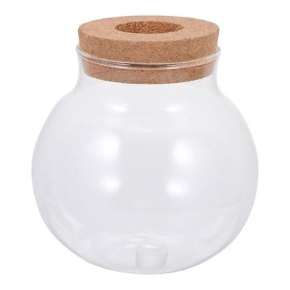 Toyvian Glass Fish Tank with Lid Small Ecological Fish Bowl Micro Landscaping Terrarium Bottle Desktop Decorative Glass Container for Indoor Plant and Moss Ecosystem