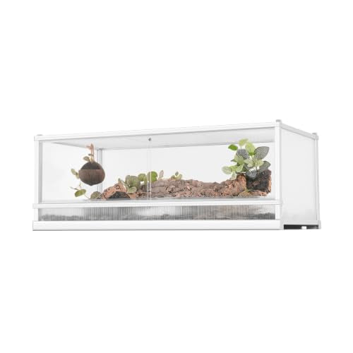 88 Gallon Reptile Tank, Reptile Enclosure for Easy Maintenance, Top Screen Ventilation & Glass Sliding Door 48''x24''x18'' - size: 48x24x18'' 88Gallon