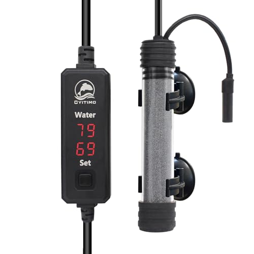 Small Aquarium Heater 100W Submersible Fish Tank Heater for 10-25 Gallons, Dual LED Display Temperature Controller, Suitable for Saltwater and Freshwater, Mini Water Heater for Betta/Turtle Tank - size: 100W