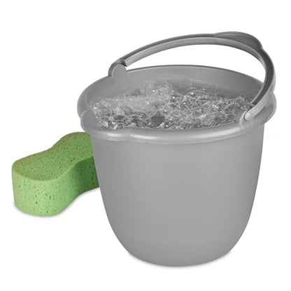 10 Quart Classic Spout Pail, 11.25×10×11.75 Inch Durable Plastic Bucket with Pour Spout & Carry Handle for Garage Basement Bathroom