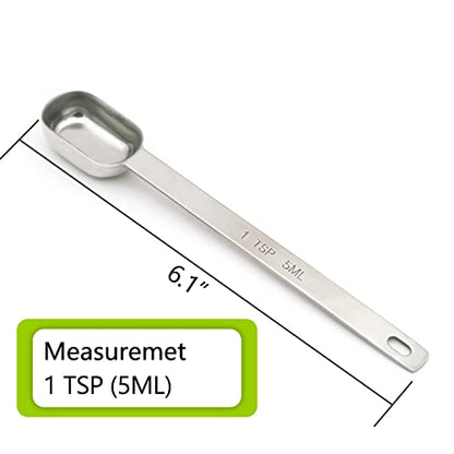 3PCS 1TSP(5ML) Measuring Spoon, Stainless Steel Long Handle Teaspoons | High Precision, Food-Grade Stainless Steel, ‌Rust-Free, Dishwasher-Safe, Easy-Read Markings, Multi-Purpose, Sturdy & Durable - size: 1tsp|1/3tbsp|5ml|1/6oz