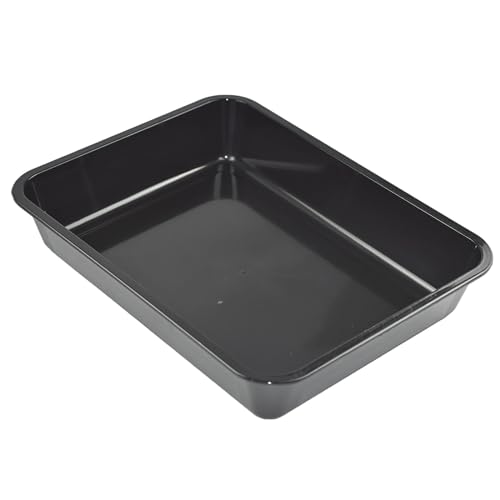OMEM Reptile Food Bowl Large Water Dish, Wood Plate, Bowl Turtles (M=31.5 * 23.8 * 4.7, Black) - color: black, size: M=31.5*23.8*4.7
