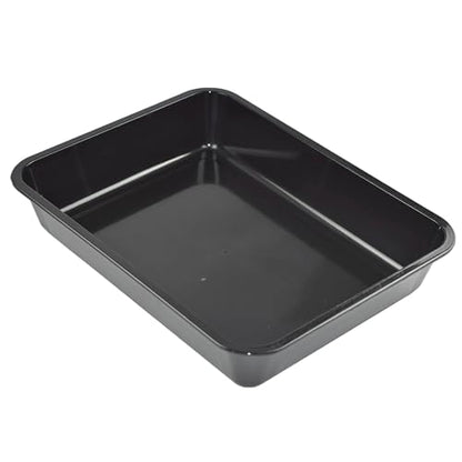 OMEM Reptile Food Bowl Large Water Dish, Wood Plate, Bowl Turtles (M=31.5 * 23.8 * 4.7, Black) - color: black, size: M=31.5*23.8*4.7