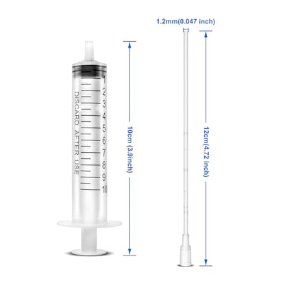 6 Pack-10ml injection Syringe with 16 Ga Metal Distribution Tubes and Soft Plastic Tube Suitable for Scientific Labs and Industrial Dispensing, Glue Application, Ink, Liquid Dispensing and Measuring, Pet Food Feeding, Refilling Ink Cartridges or CISS - si