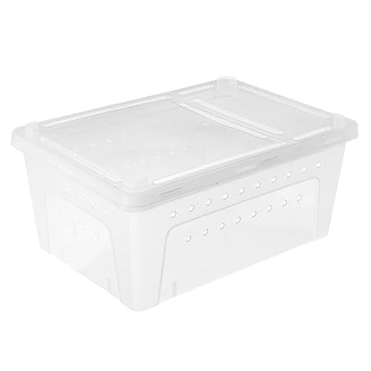 1Pc Plastic Transparent Reptile Feeding Box with Special Door for Gecko Snake Tortoise Spider Durable Material Escape Design for Reptile Care and Pets