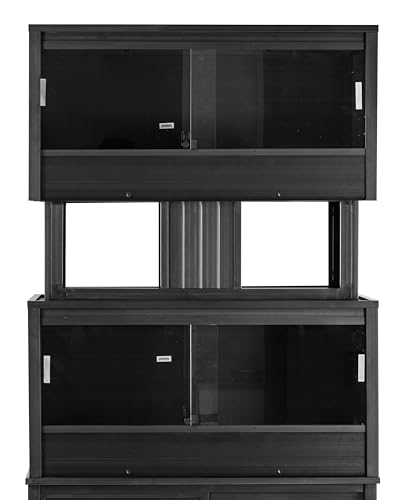 New Age Pet ECOFLEX Two Medium Reptile Enclosures with Matching Stacker Combo Set in Black - color: Black, size: Medium