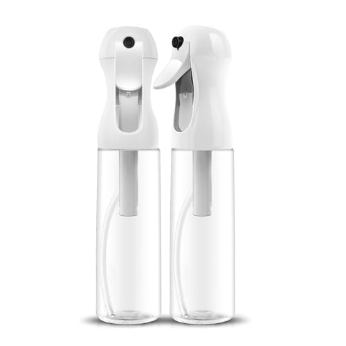 AMOMELA 2Pcs Continuous Spray Bottle For Hair,Ultra Fine Refillable Water Mister for Hair Styling, Plants, Cleaning, Salon, Misting & Skin Care（200ml/6.8oz Clear） (300ML 2PACK) - size: 10.1 Ounces