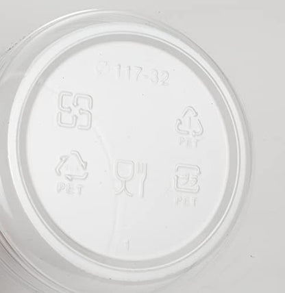 Golden Apple, 32oz. Ultra Clear Recycled PET Plastic Round Deli Container and Flat Lid Combo - 15sets - size: 32oz & Flat lids