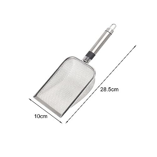 Gralara Reptile Sand Stainless Steel Fine Mesh Reptile Substrate Metal Sand Scoop, Terrarium Substrate Litter Cleaner Corner Scoop, Steel Handle 2.9mm