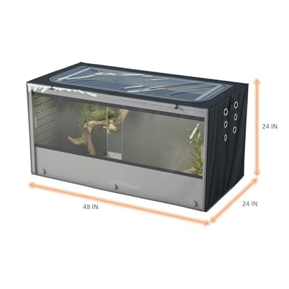 Reptile Enclosure Cover, Reptile Container Insulation Cover, with Ventilation Holes and Fleece Insulation Layer, Black (Cover only)
